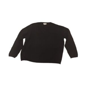 Bel Air Women's V Neck Long Sleeve Black Cashmere Sweater